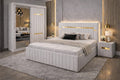 Dormitor Velvet Alb cu Dressing Tapitat