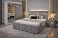Dormitor Velvet Gri cu Dressing Tapitat