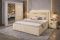 Dormitor Velvet Crem cu Dressing Tapitat