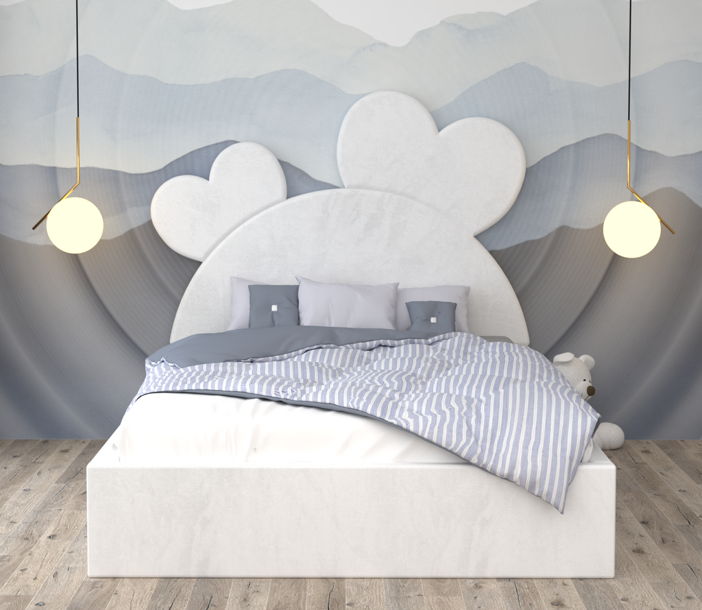 Pat Tapitat INIMIOARA Alb Catifea Premium