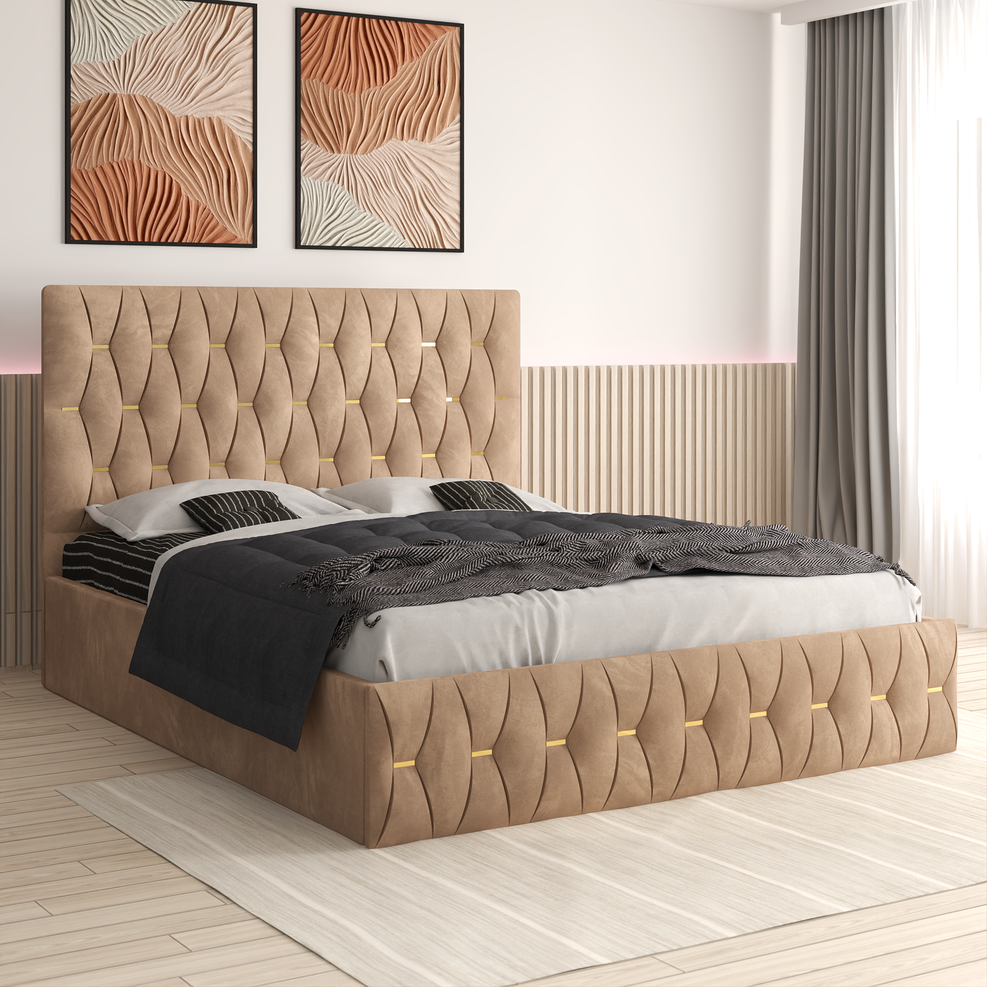 Pat Tapitat Ana Crem Catifea Premium