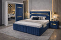 Dormitor Velvet Albastru cu Dressing Tapitat