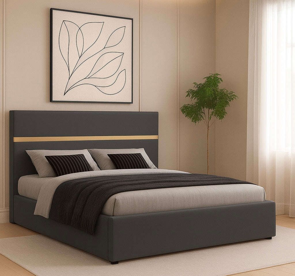 Pat Tapitat Sofia Gri Catifea Premium cu Saltea