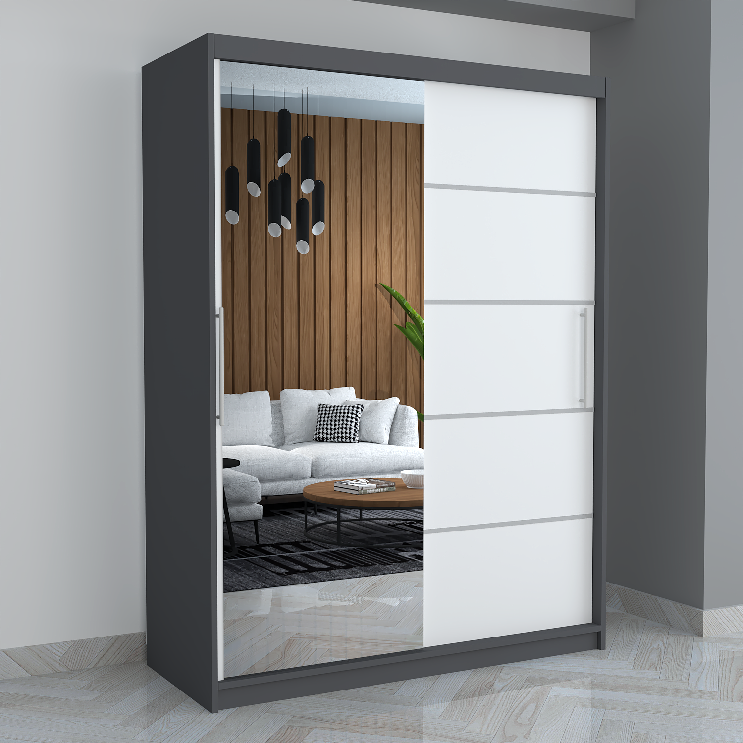 Dressing Smart 150 Gri cu Usi Albe