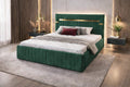 Pat Tapitat Velvet Verde Catifea Premium Cu Oglinda Aurie
