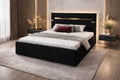 Pat Tapitat Velvet Negru Catifea Premium Cu Oglinda Aurie