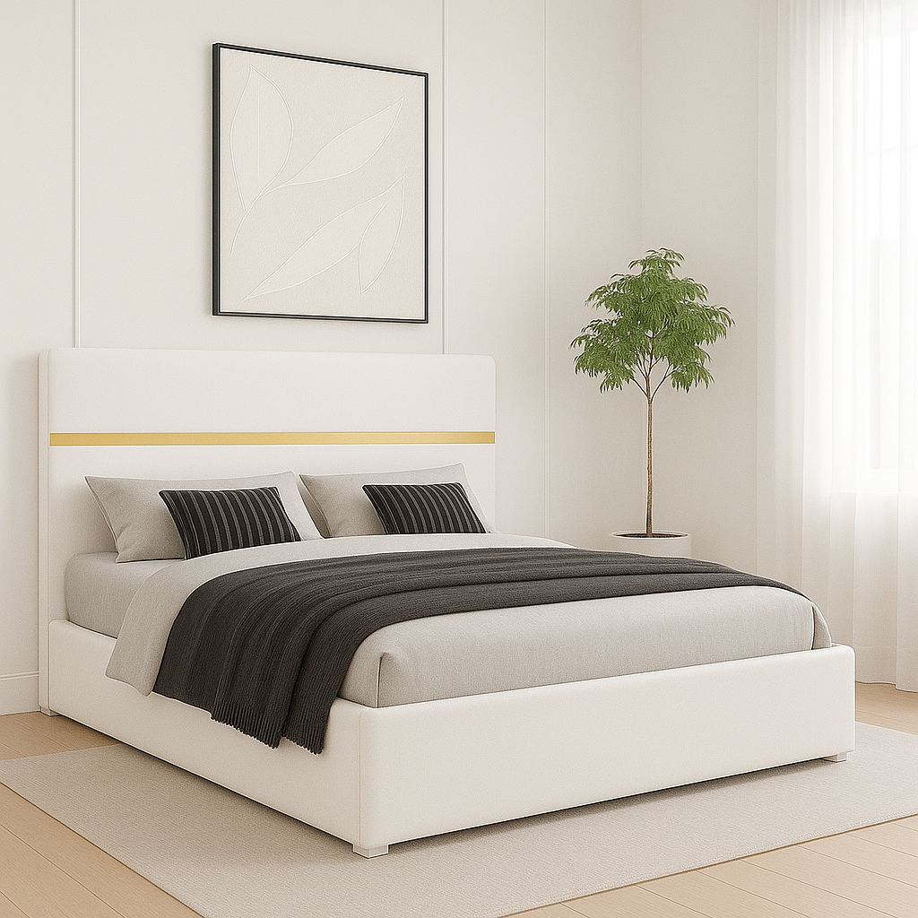 Pat Tapitat Sofia Alb Catifea Premiun cu Saltea