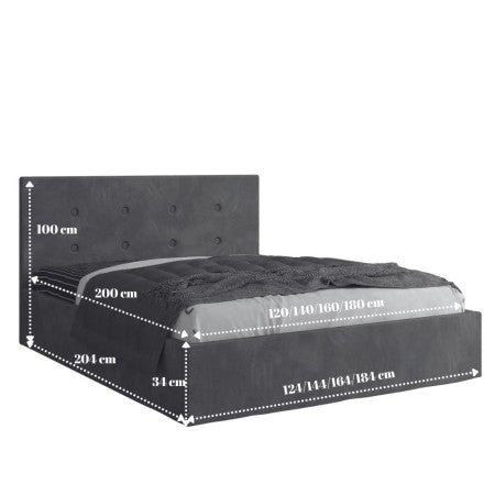 Dormitor Aris Galben Catifea Premium Cu Dressing Tapitat Si 2 Noptiere