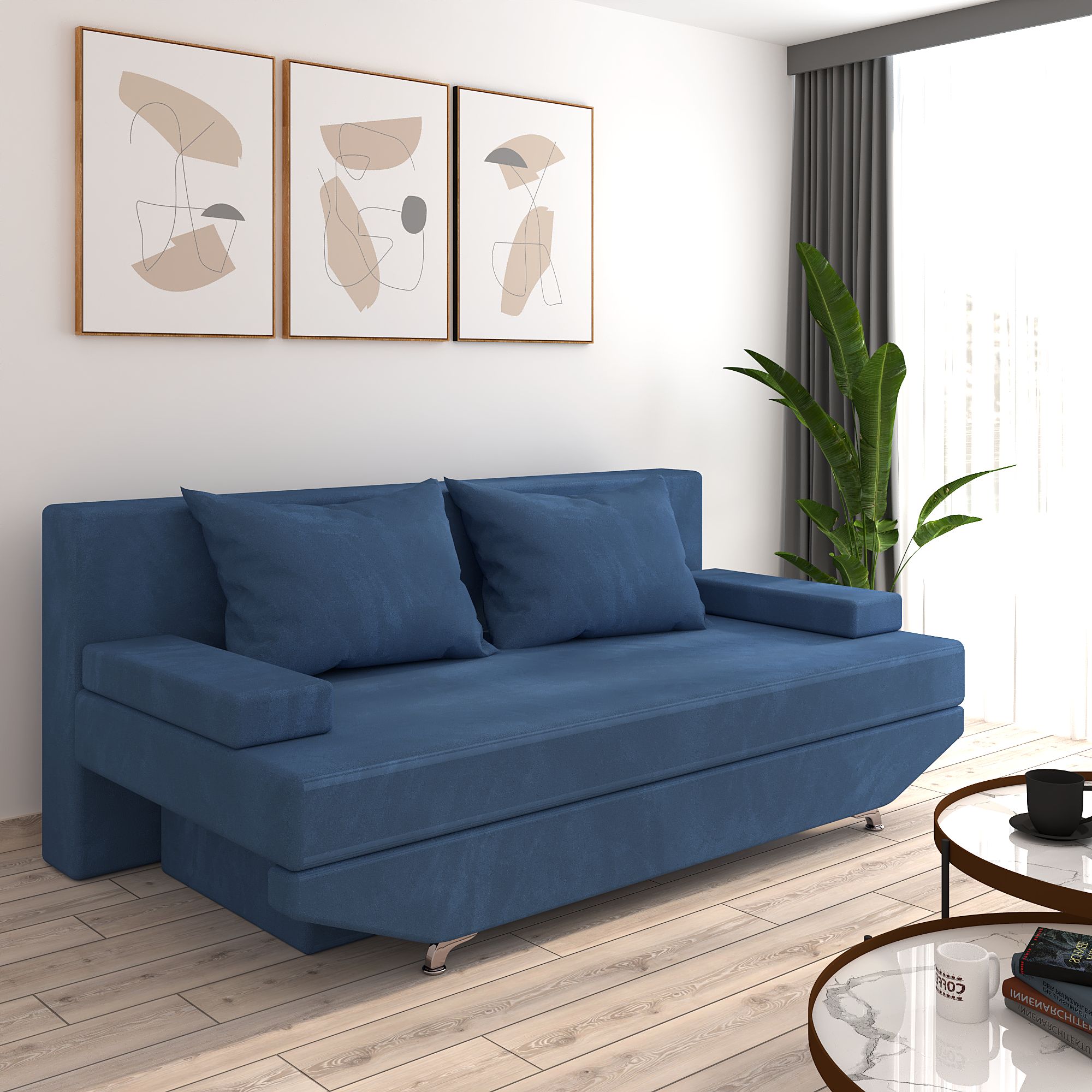 Canapea Luna Albastru Catifea Premium