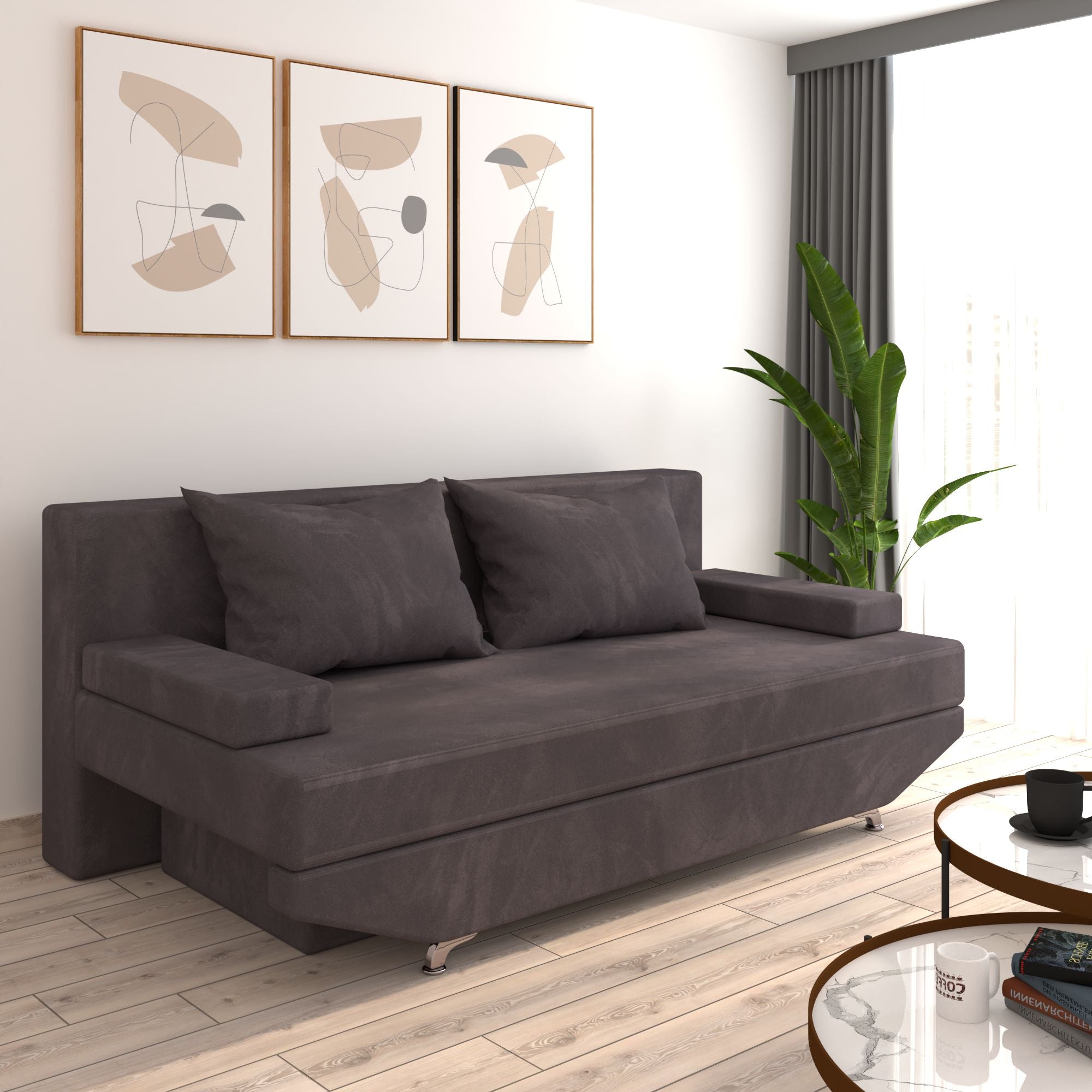 Canapea Luna Gri Catifea Premium