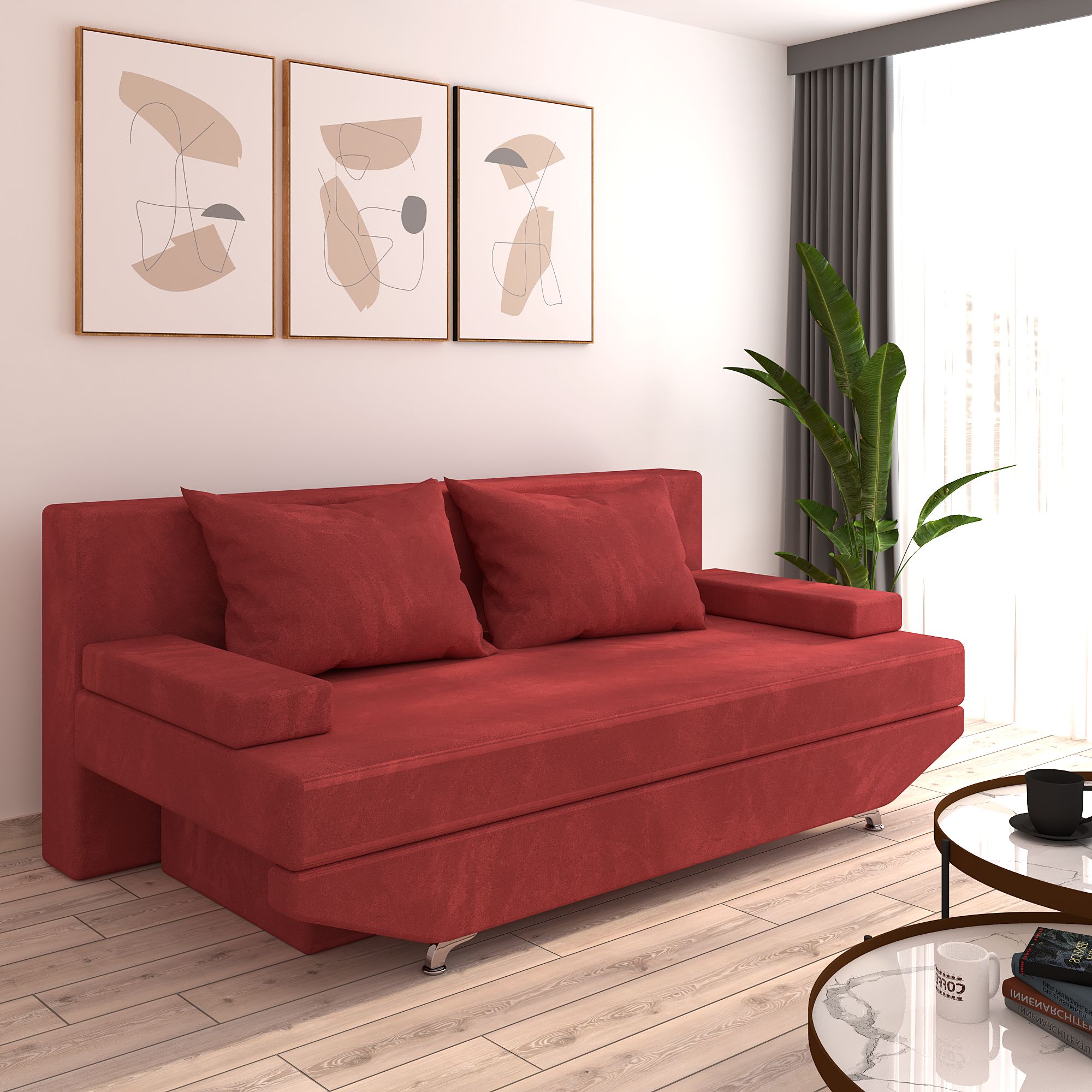 Canapea Luna Visiniu Catifea Premium