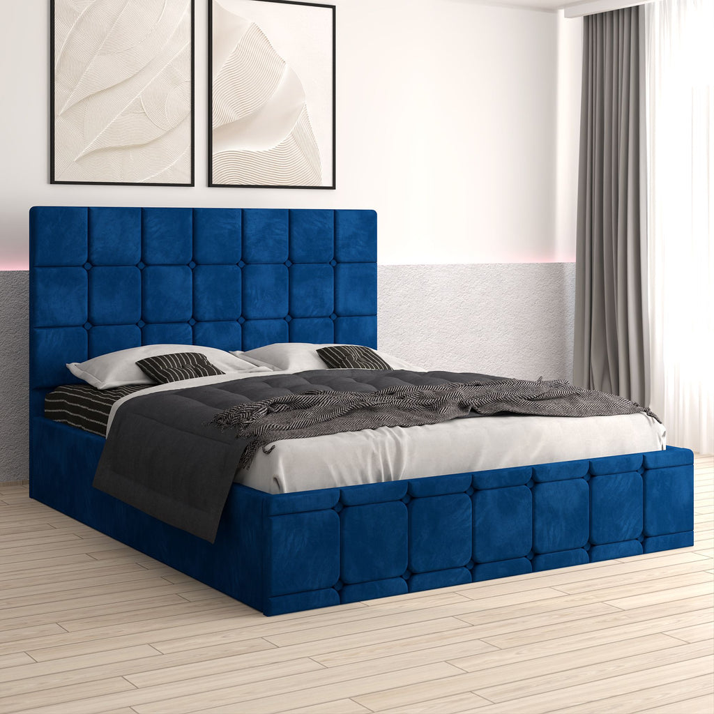 Pat Tapitat Roma Albastru Catifea Premium