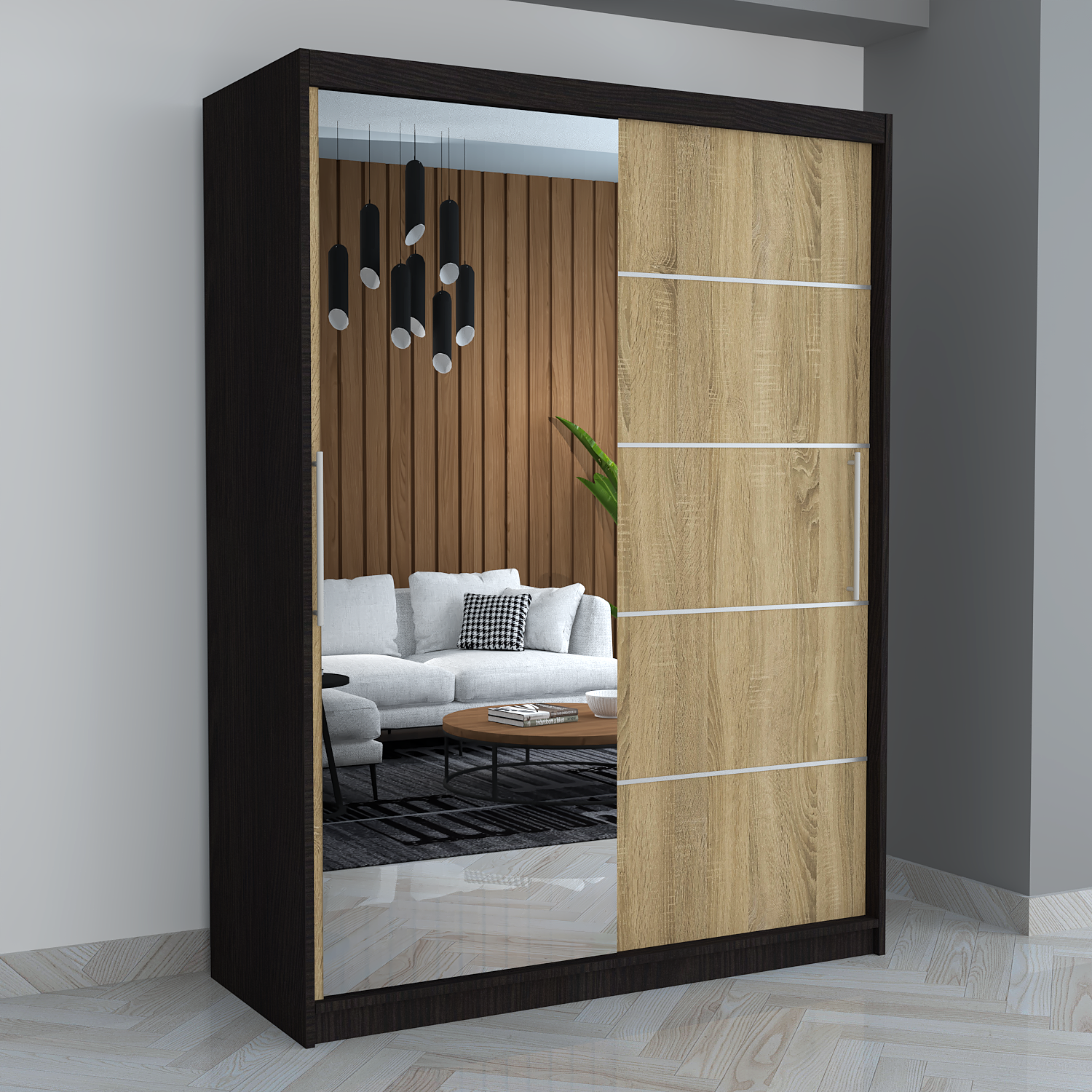 Dressing Smart 150 Wenge cu Oglinda si Usi Sonoma