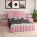 Pat Melania Roz Catifea Premium cu Noptiere Tapitate
