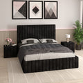 Pat Melania Negru Catifea Premium cu Noptiere Tapitate
