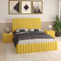 Pat Melania Galben Catifea Premium cu Noptiere Tapitate