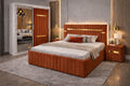 Dormitor Velvet Caramiziu cu Dressing Tapitat