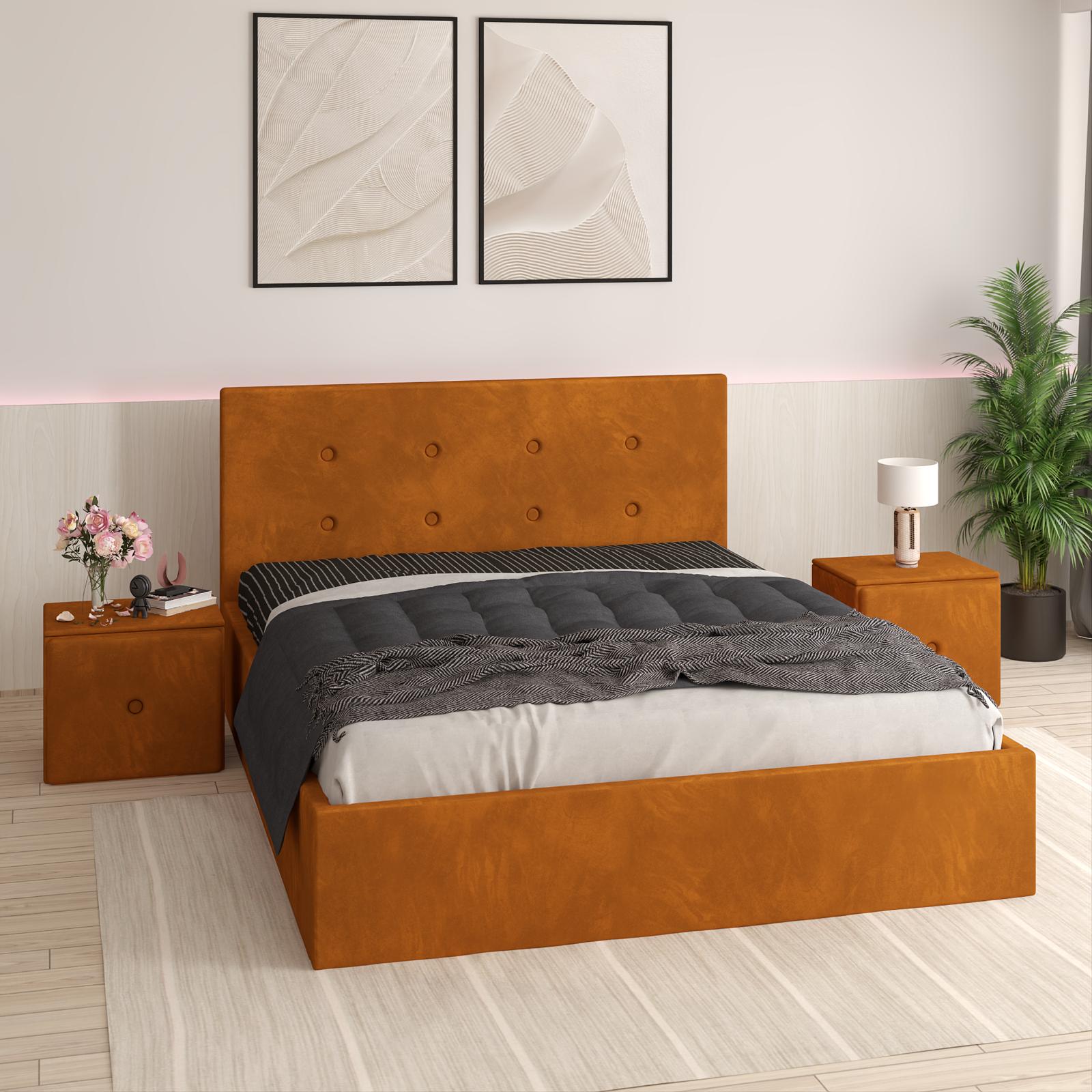 Pat Tapitat Adrian Caramiziu Catifea Premium Cu Noptiere Tapitate