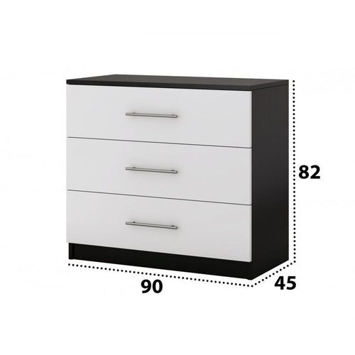 Comoda Alina, Wenge Alb, 90x82x45 cm