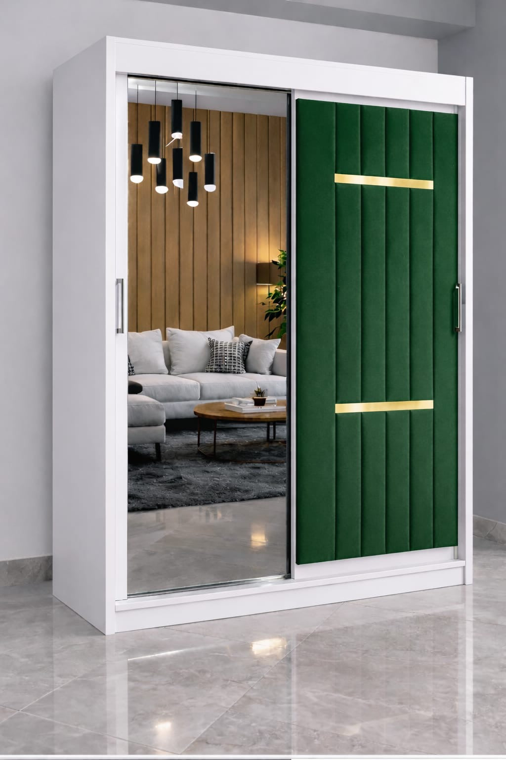 Dressing Tapițat Velvet Verde Cu Oglinda
