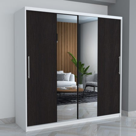 Dresing Smart 200 Alb cu Oglinda si Usi Wenge