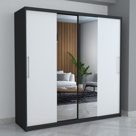 Dresing Smart 200 Gri cu Oglinda si Usi Albe