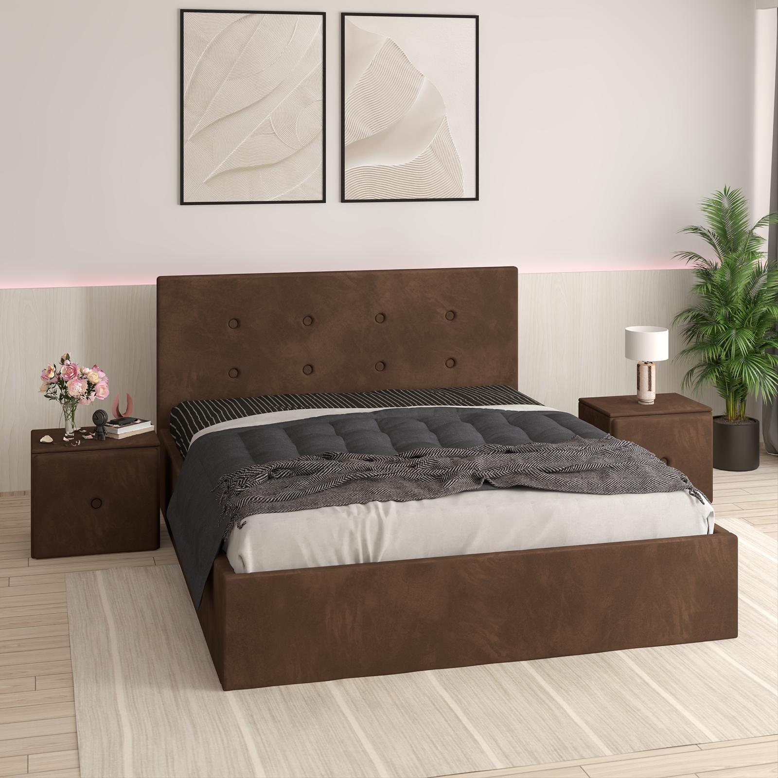 Pat Tapitat Adrian Maro Catifea Premium Cu Noptiere Tapitate