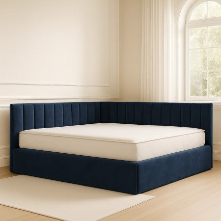 Pat Tapitat De Colt Corina Albastru Catifea Premium