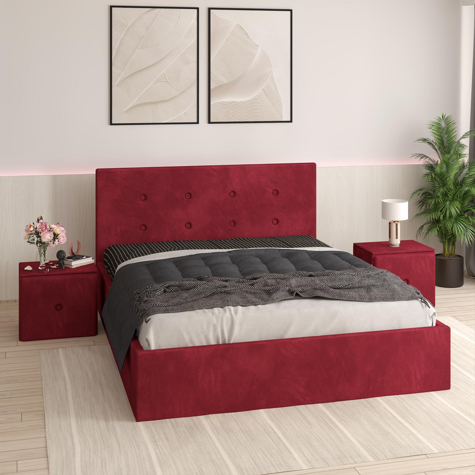 Pat Tapitat Adrian Visiniu Catifea Premium cu Noptiere tapitate