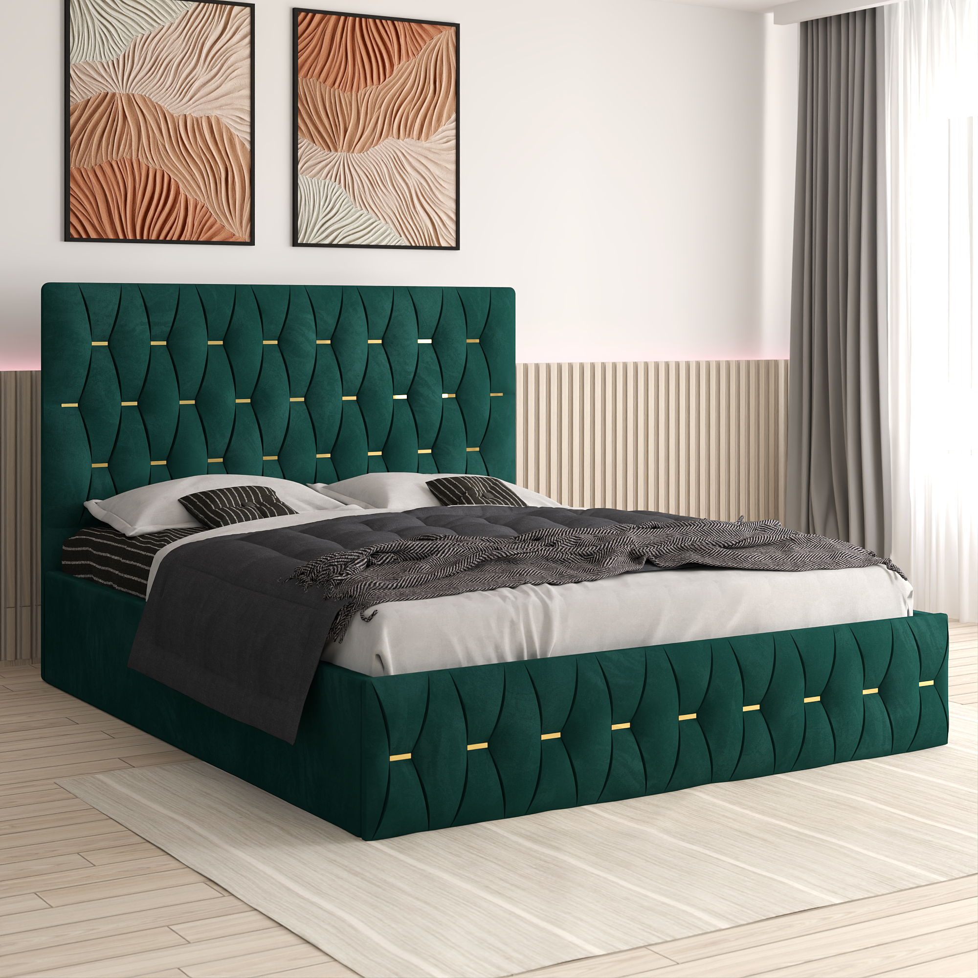 Pat Tapitat Ana Verde Catifea Premium